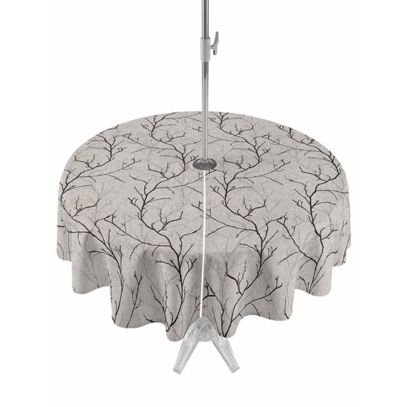 Brown Tree Branch Round Outdoor Tablecloth with Umbrella Hole Retro ...