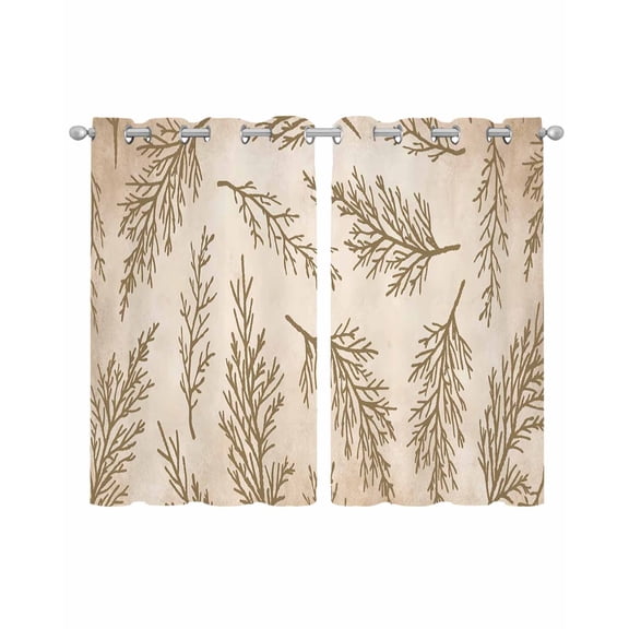 Brown Tree Branches Sheer Curtains 45 Inch Length 2 Panels Set for Living Room/Bedroom, Vintage Nature Brown Ombre Kitchen Curtains Grommet Semi-Sheer Curtains Drapes Window Treatments 42"x45"x2