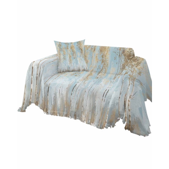 Brown Tree Sofa Couch Covers for Dog,Washable Sofa Throw Cover Single Slipcovers for Armchair with Tassels,Aqua Forest Shabby Chic Abstract Natural Painting Couch Protector Towel Blanket Medium 71x91
