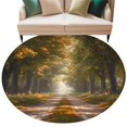 thumbnail image 1 of Brown Trees Large Area Rugs for Bedroom Living Room, Soft Non Slip Carpet Bedside Rug, Forest Art Decor Spring Summer Nature Leaf Round Floor Cover Kitchen Accent Rug 8' for Dining Room/Office, 1 of 9