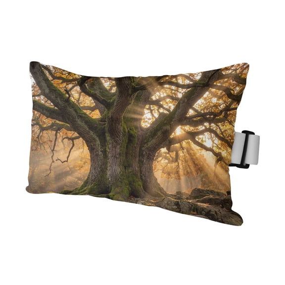 Brown Trees Outdoor Pillows for Chaise Lounge Chair Waterproof Lumbar Pillows with Insert&Adjustable Elastic Strap Beach Headrest Pillow Vintage Rustic Forest Nature Light Scenery Pool Pillow 11"x16"