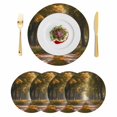 thumbnail image 1 of Brown Trees Round 13 Inch Placemats Set of 4, Forest Art Decor Spring Summer Nature Leaf HeatResistant Non Slip Place Mats for Dining Table, Wipeable Braided Kitchen Table Mats for Housewarming, 1 of 9