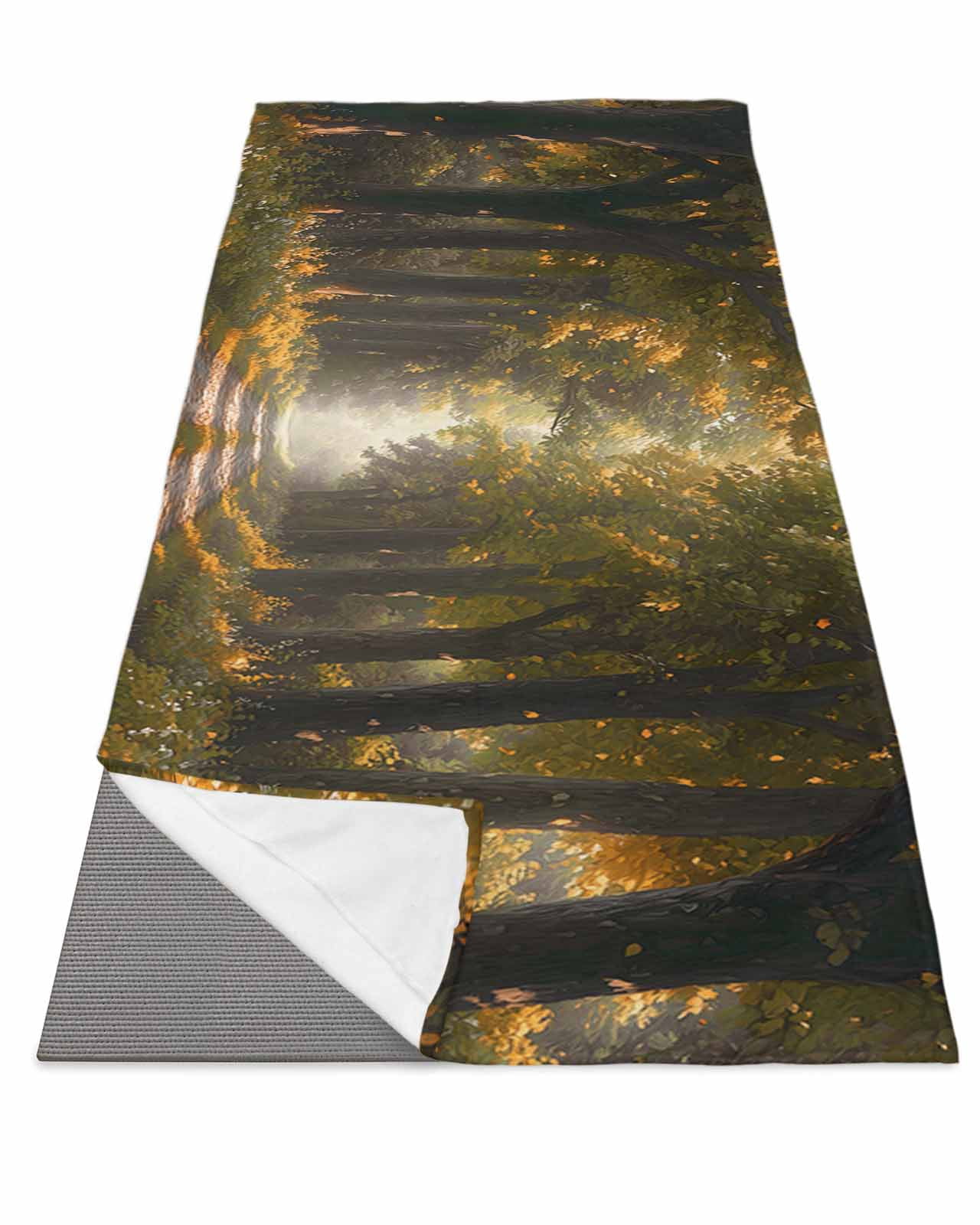 Brown Trees Yoga Towel for Hot Yoga Non Slip, Forest Art Decor Spring ...