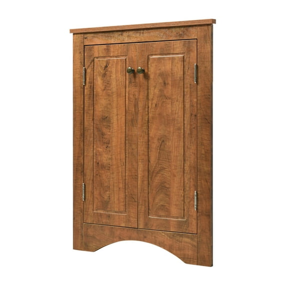 Brown Triangle Bathroom Storage Cabinet with Adjustable Shelves