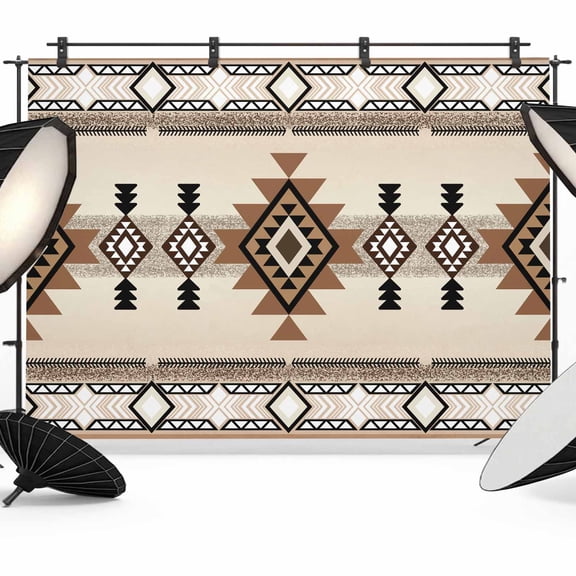 Brown Triangle Combination Backdrop for Photography, Bohemian Luxury Decoration Photo Backdrop Portrait Background Party Banner Photo Backgrounds for Studio Booth Props, 7x5ft