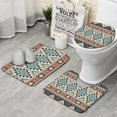 thumbnail image 1 of Brown Triangular Geometric Pattern Bathroom Rugs Sets 3 Piece,Toilet Cover Set,Absorbent Non Slip Bathroom Mats Sets with U-Shaped Contour Rug Toilet Rug Set, 1 of 5