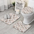 thumbnail image 1 of Brown Triangular Geometric Pattern Bathroom Rugs Sets 3 Piece,Toilet Cover Set,Absorbent Non Slip Bathroom Mats Sets with U-Shaped Contour Rug Toilet Rug Set, 1 of 5