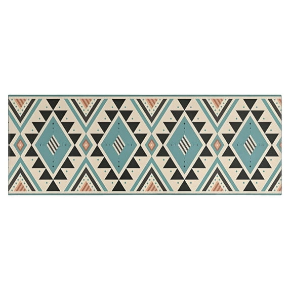 Brown Triangular Geometric Pattern Kitchen Rug Mat,Kitchen Runner Rugs Non Skid Washable,Decorative Kitchen Floor Mats for Kitchen,Sink,Laundry,17"X47"