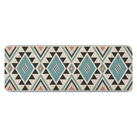 Brown Triangular Geometric Pattern Kitchen Rug Mat,Kitchen Runner Rugs Non Skid Washable,Decorative Kitchen Floor Mats for Kitchen,Sink,Laundry,17"x47.2"