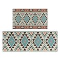 thumbnail image 1 of Brown Triangular Geometric Pattern Kitchen Rugs Sets Of 2,Anti Fatigue Kitchen Mat Rugs Non Slip Washable,Decorative Kitchen Floor Mats for Kitchen,Sink,Laundry,17"x30"+17"x47", 1 of 7