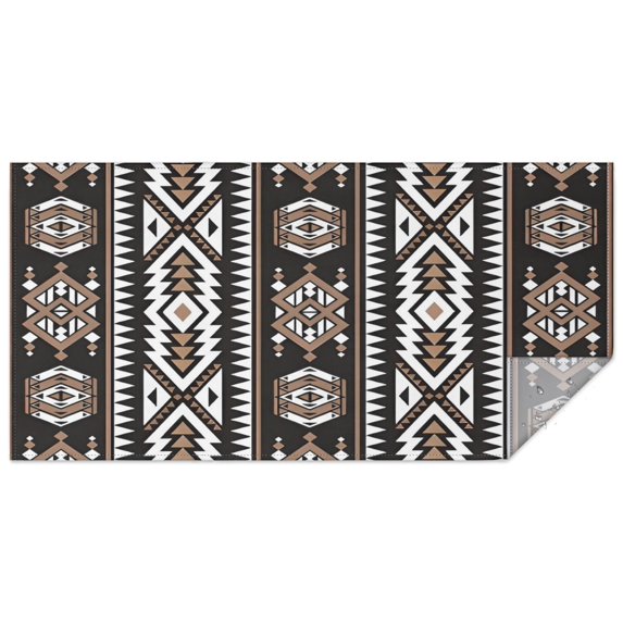 Brown Triangular Geometric Pattern Rectangle Tablecloth 60"x120",Waterproof Polyester Rectangle Table Cloth, Wipeable Spillproof Polyester Tablecloth for Dining, Camping, Indoor and Outdoor
