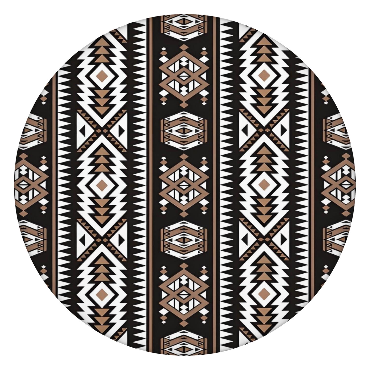Triangular Tablecloth Brown Triangular Geometric Pattern Round Fitted Tablecloth with Elastic ...
