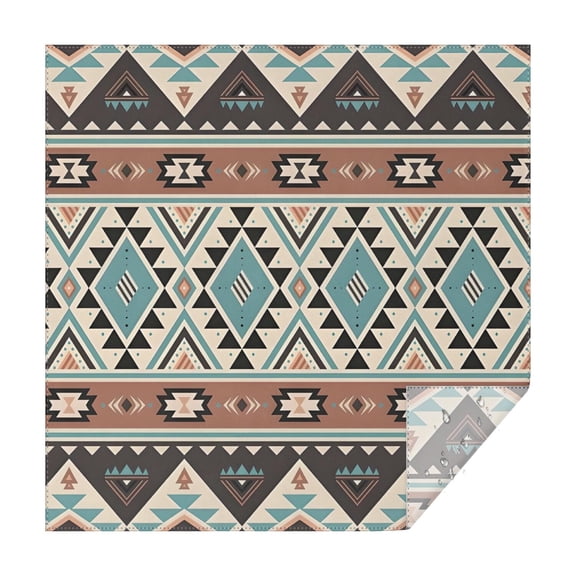 Brown Triangular Geometric Pattern Square Tablecloth,Waterproof Square Table Cover,Wipeable Spillproof Washable Table Cover for Home Kitchen Party Decor 60"x60"(152x152cm)