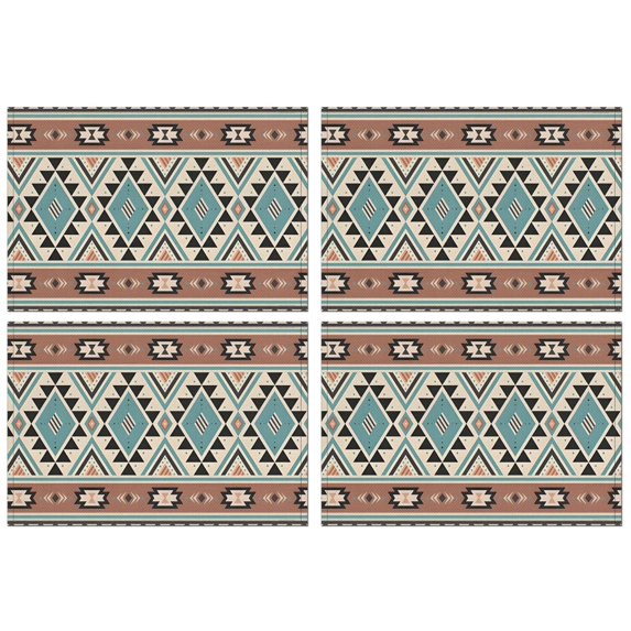 Brown Triangular Geometric Pattern Summer Placemats Table Placemats Set Of 4-Linen Kitchen Washable Placemats Table Mats 11.8"x17.7" Non-Slip Heat Resistant