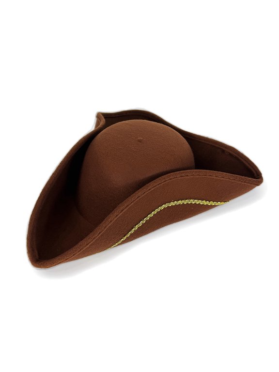 Brown Tricorn Bucket Hat for Stage Performance Parties Historical Accessory Adult Unisex Versatile Headwear Cosplay Ensemble Seasonal Casual WearBrownOne Size