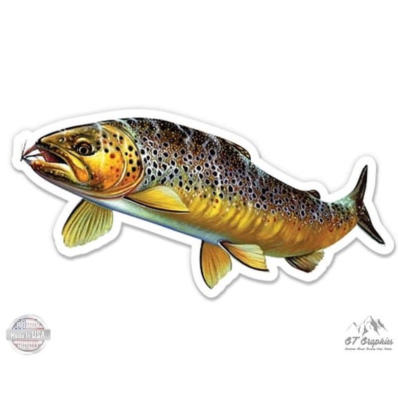 Brown Trout - 5" Vinyl Sticker - For Car Laptop I-Pad - Waterproof Decal