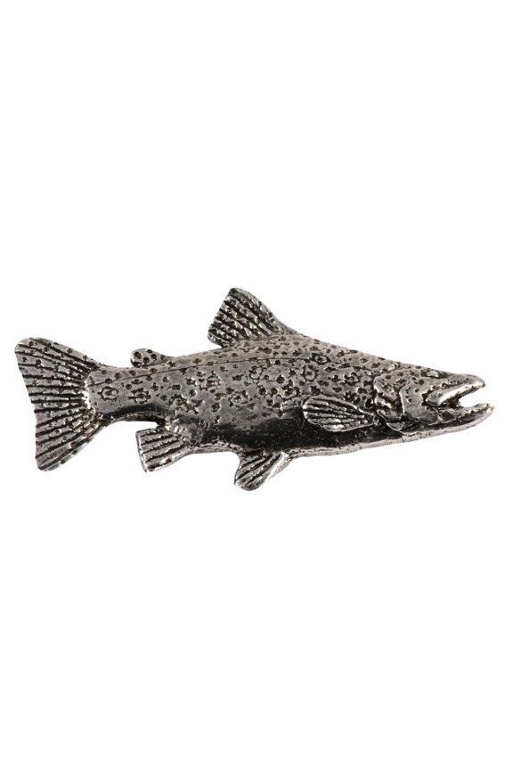 Brown Trout, Fish Pin, Pewter, F008, 2 1/4" Lapel Pin, Hat, Brooch, Brooches, Jewelry, Gift, Fishing, Salmonoids, 100% Handmade in the USA, 200 Fish Designs Available
