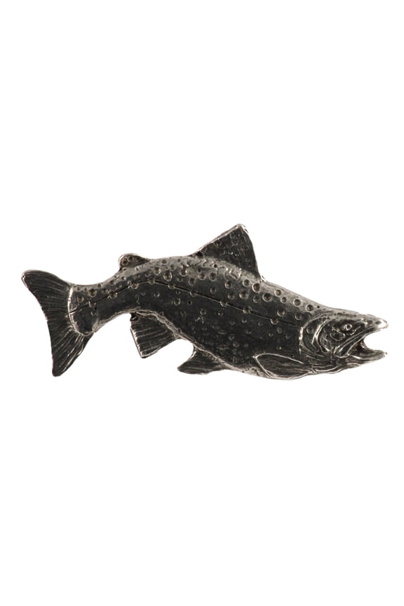 Brown Trout, Fish Pin, Pewter, F010, 2" Lapel Pin, Hat, Brooch, Brooches, Jewelry, Gift, Fishing, Salmonoids, 100% Handmade in the USA, 200 Fish Designs Available
