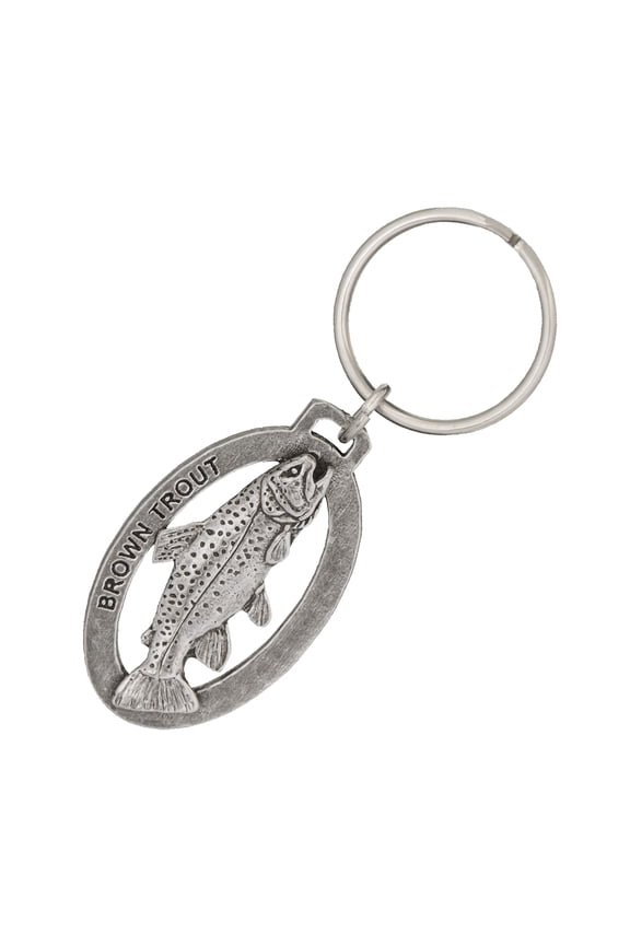 Brown Trout Keychain, F09KC, 2 Inch, Freshwater Fish, Fishing, Gift, Metal, Key Fob, Key Ring, Keys, Zipper Pull, Luggage Tag, Pewter, Backpack, Over 300 Keychains Designs, Handmade in the USA