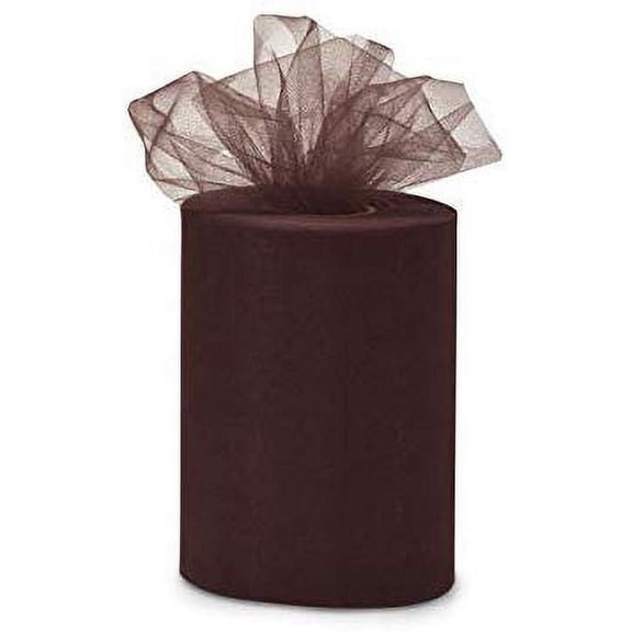 Brown Tulle Fall Wedding Decor - 6" x 100 Yards, Fabric Netting Ribbon, Thanksgiving, Christmas, Wreath