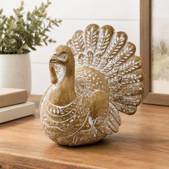 Brown Turkey Thanksgiving Tabletop Figurine Home Harvest Season Decor