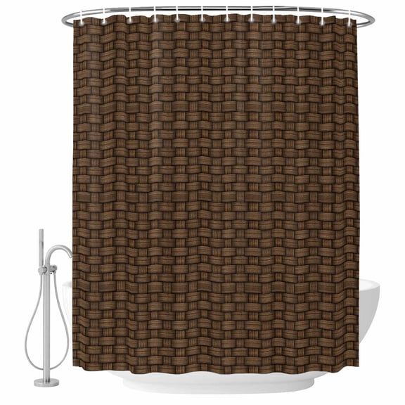Brown Turquoise Bathroom Shower Curtains with Hooks, Vintage Minimalist Dark Brown Turquoise Solid Color Waterproof Fabric Washable Shower Curtain for Home Hotel Bathtub Decor 54x78 Inch
