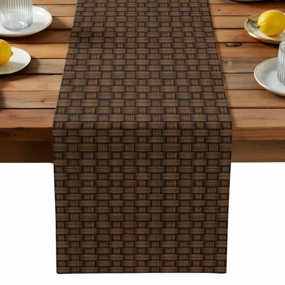 Brown Turquoise Table Runner, Vintage Minimalist Dark Brown Turquoise Solid Color Washable Kitchen Table Runners Dress Scarves for Dining Table Decorations Party, 13x120in