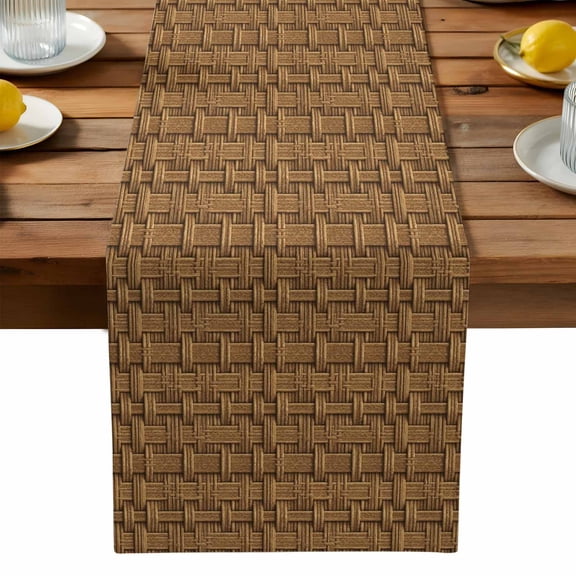 Brown Turquoise Table Runner, Vintage Minimalist Light Brown Turquoise Solid Color Washable Kitchen Table Runners Dress Scarves for Dining Table Decorations Party, 13x108in