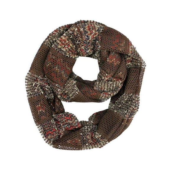 Brown Two-Tone Knit Infinity Scarf