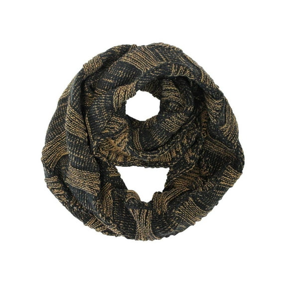 Brown Two-Tone Knit Unisex Winter Infinity Scarf