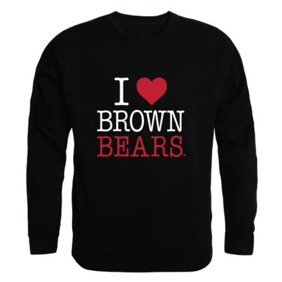Brown University Bears I Love Crewneck Sweatshirt, Black - Extra Large