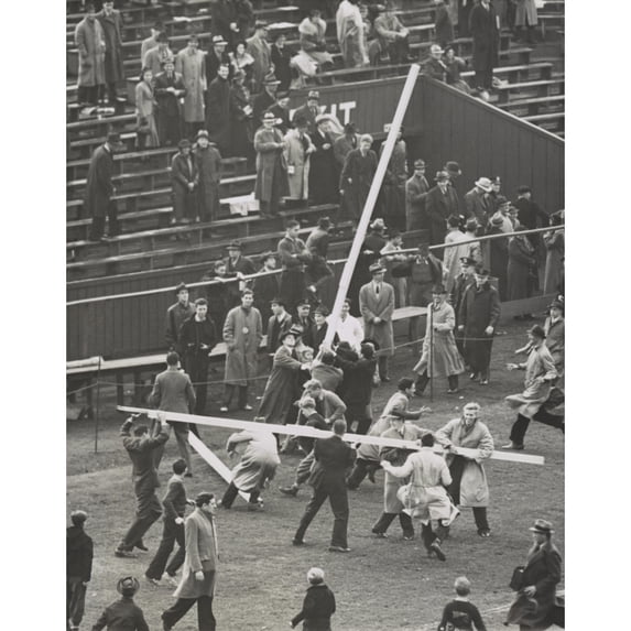 Brown University Students Tear Down The Goal Posts In Celebration Of A 7-6 Win Over Columbia. Oct. 23 History