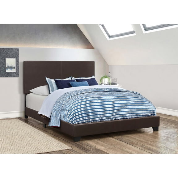 Brown Upholstered Queen Bed - Offering A Relaxing Bedroom Retreat Panel In Creating An Elegant And