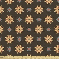 Brown Upholstery Fabric by the Yard, Spring Summer Time Orange Flowers Kitchen Living Room Design Art Print, Decorative Fabric for DIY and Home Accents, 5 Yards, Dark Brown Vermilion by Ambesonne