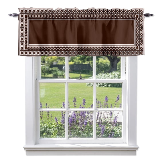 Brown Valances for Windows Boho Diamond Pattern Border Rustic ...