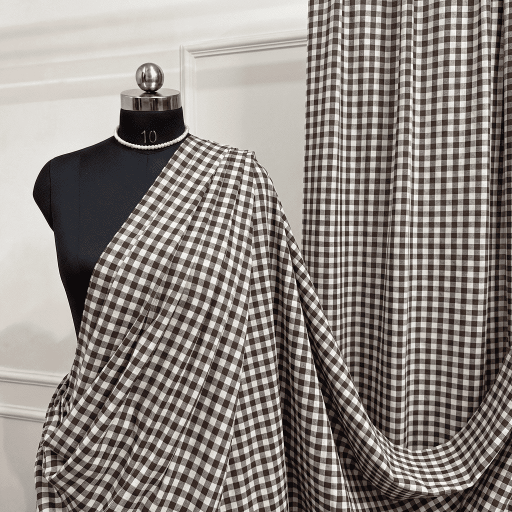 Brown Valentina Textiles Inc 1/8 Inch Small Check Gingham Fabric by The ...