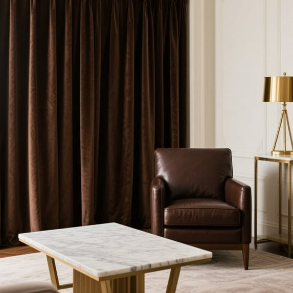 Brown Velvet Light Filtering Curtains(52 X 90), Thermal Insulated Drapes for Bedroom & Living Room, Heavyweight Soundproof Rod Pocket Curtains, 2 Panels
