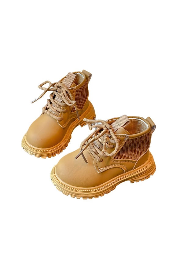 Brown Velvet Short Boots For Young Children With A Durable Construction And Flexible Sole, Suitable For Winter Outdoor Fun