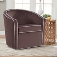 thumbnail image 1 of Brown Velvet Swivel Chair For Nursery - Soft, Safe, 360 Degree Swivel, Contrasting Welt Office Desk Comfortable, Rotation, Stylish Appearance, 1 of 3