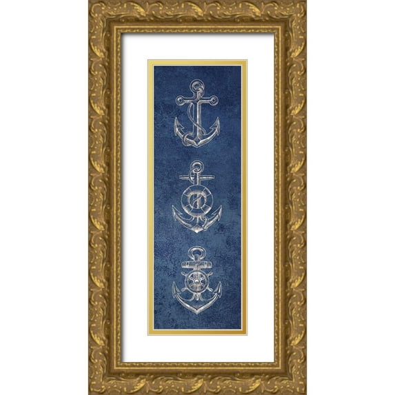 Brown, Victoria 11x24 Gold Ornate Wood Framed with Double Matting Museum Art Print Titled - Anchor Blues 1
