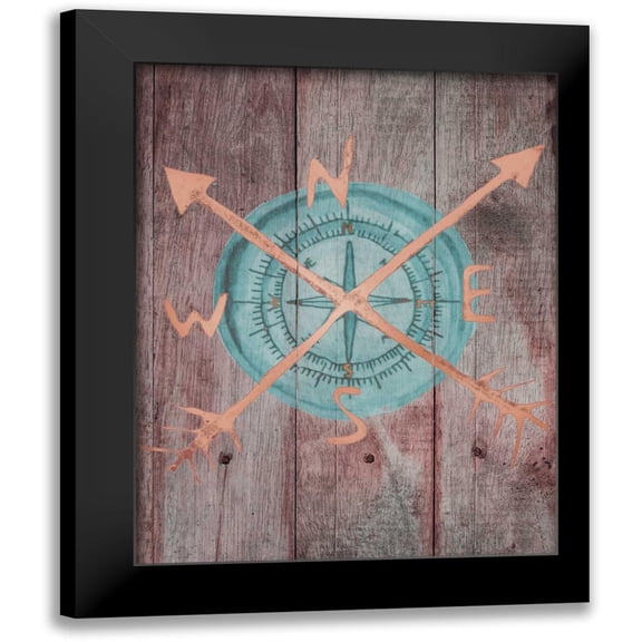 Brown, Victoria 12x14 Black Modern Framed Museum Art Print Titled - Teal Compass 1