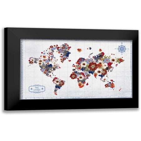 Brown, Victoria 14x10 Black Modern Framed Museum Art Print Titled - Floral Map 2