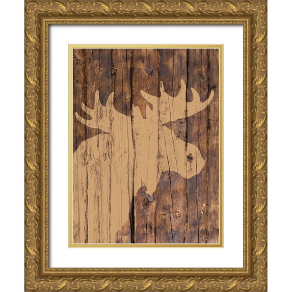 Brown, Victoria 19x24 Gold Ornate Wood Framed with Double Matting Museum Art Print Titled - Wooden Moose