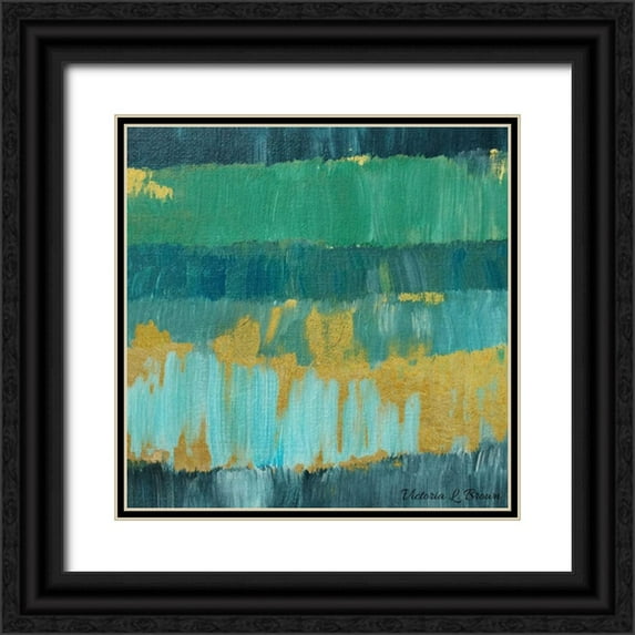Brown, Victoria 26x26 Black Ornate Wood Framed with Double Matting Museum Art Print Titled - Abstract Blues 2