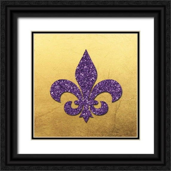 Brown,Victoria 26x26 Black Ornate Wood Framed with Double Matting Museum Art Print Titled - Fleur De Lis