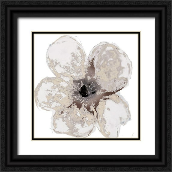 Brown, Victoria 26x26 Black Ornate Wood Framed with Double Matting Museum Art Print Titled - Floral-White 2