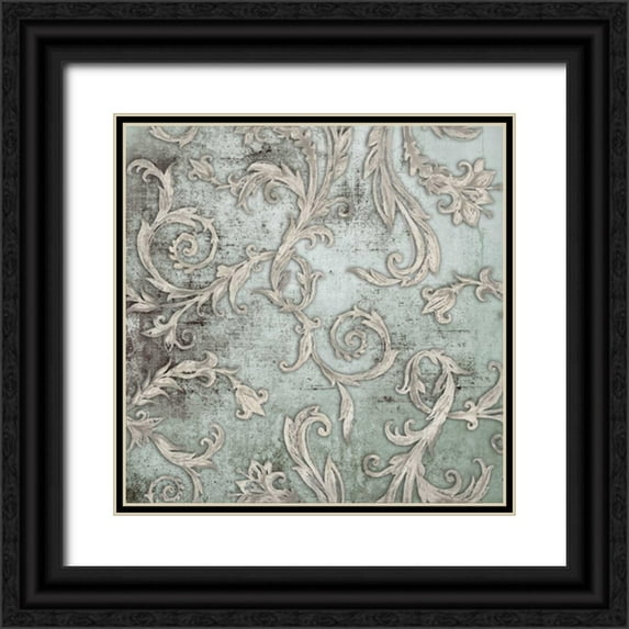 Brown, Victoria 26x26 Black Ornate Wood Framed with Double Matting Museum Art Print Titled - Vintage Flourish 2