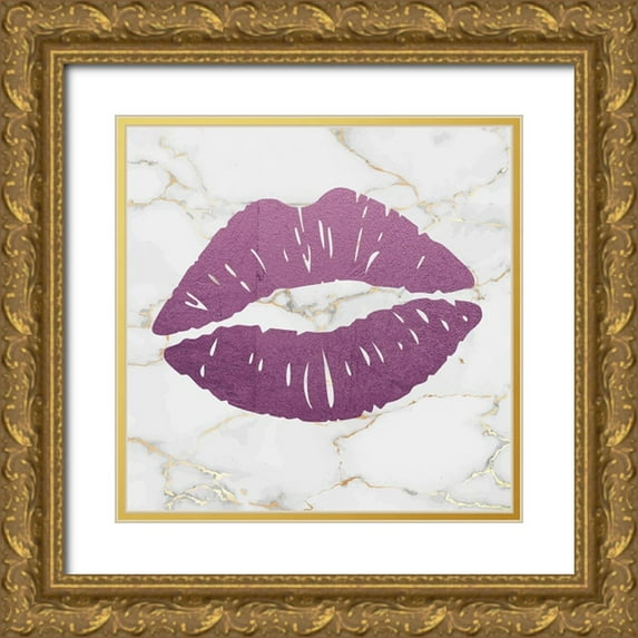 Brown, Victoria 26x26 Gold Ornate Wood Framed with Double Matting Museum Art Print Titled - Marble Kiss