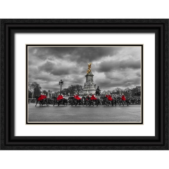 Brown,Victoria 32x23 Black Ornate Wood Framed with Double Matting Museum Art Print Titled - London Guards