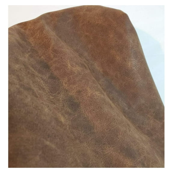 Brown Vintage Distressed Soft Faux Leather Fabric PU (Peta Approved Vegan) Leather Fabric Sheet Sold by The Yard Synthetic Pleather 0.9 mm Nappa Soft Smooth Upholstery (Distressed Brown, by The Yard)